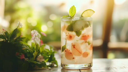 drink, glass, cocktail, fruit, ice, green, food, smoothie, juice, cold, beverage, mint, lemon, fresh, lime, white, lemonade, healthy, alcohol, isolated, sweet, mojito, dessert, yogurt, cool
