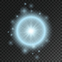 Blue Radiant Circle with Starburst on Transparent Background
