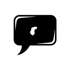 Dark gray speech bubble with question mark
