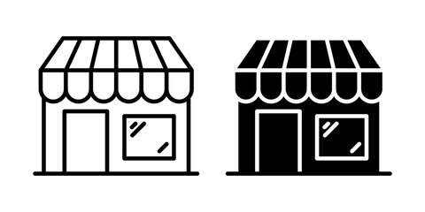 Vector isolated Market icon set in black outline and fill