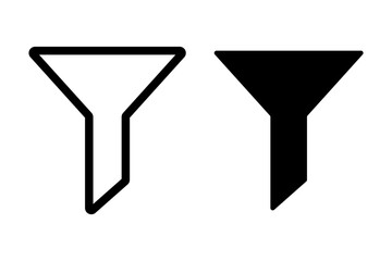 Vector isolated Filter icon set in black outline and fill
