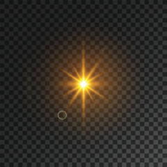 Radiant Yellow Star Flare with Glow on Transparent Background
