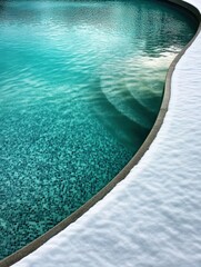 view of an infinity pool blending seamlessly into the ocean — bright turquoise water, clear summer skies, minimalist composition with copy space. Tropical summer vibes mockup background