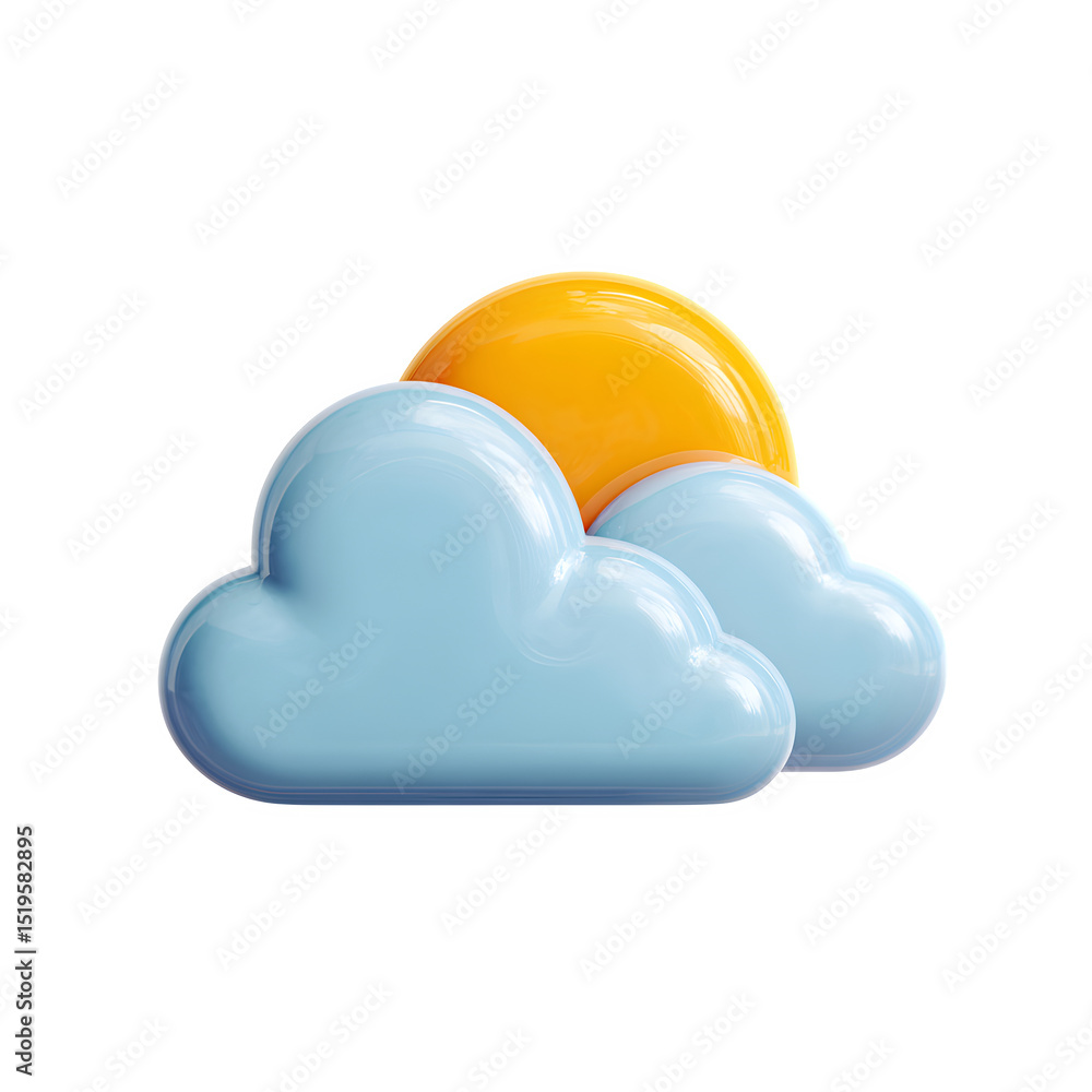 Poster partly cloudy weather visual, high resolution digital graphic illustration for web and print use wit