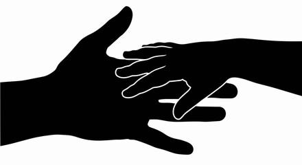 Silhouette of two hands holding