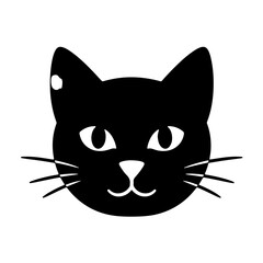 Simple black cat face icon © Al