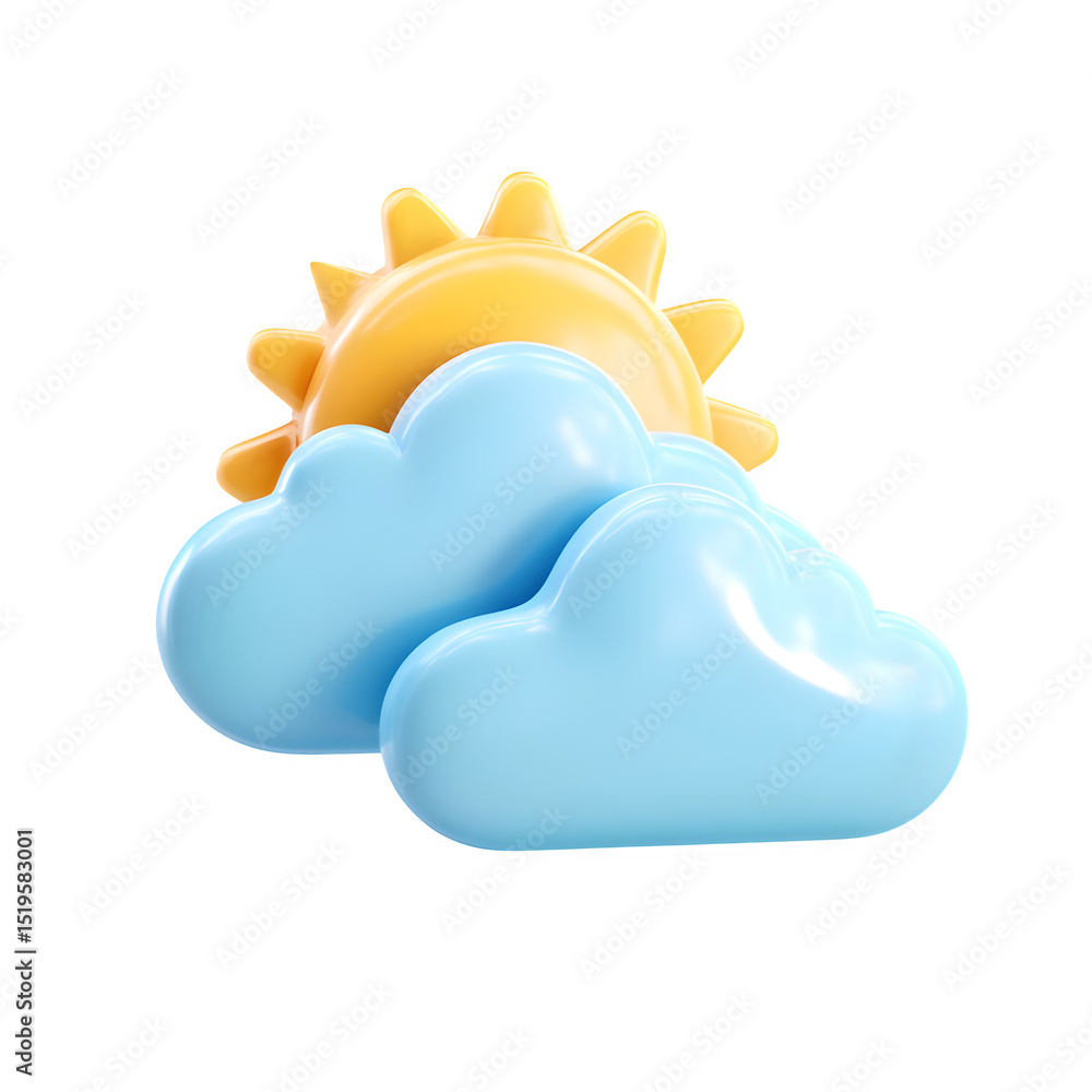 Poster partly cloudy weather image, high resolution digital graphic illustration for web and print use with