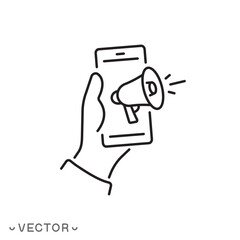 digital marketing icon, campaign sign, promo blog, promo concept, thin line symbol isolated on white background, editable stroke eps 10 vector illustration