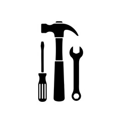 Tools icon set hammer wrench screwdriver