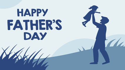 Happy Father's Day Celebrating Dads and Daughters with Joyful Silhouette Illustration