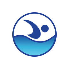 Swimming man, logo, icon, vector, illustration, emblem.