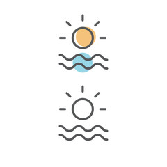 Sun over the waves, sunrise, sunset.