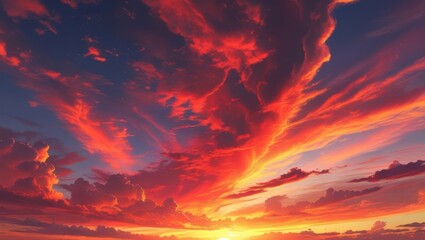Fototapeta premium Celestial Symphony: A Radiant Sunset Above the Clouds