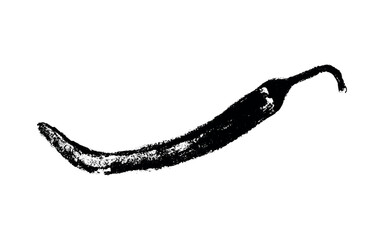 Charcoal style vector doodle chili pepper and jalapeno. Hand drawn symbol for food labels, cosmetic packaging, kitchen decor, and extended license design projects.