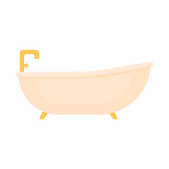 Bathtub with gold fittings. Beautiful luxury bathtub. Classic bath