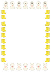 Teru Teru Doll and Yellow Rain Boots Vertical Frame