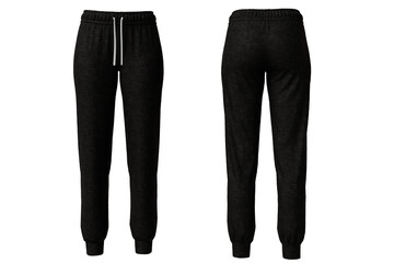 Black joggers with an elastic waistband and drawstring, featuring a relaxed fit and cuffed ankles. ...
