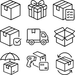Delivery Service Icon Set - Logistics and Shipping Theme
