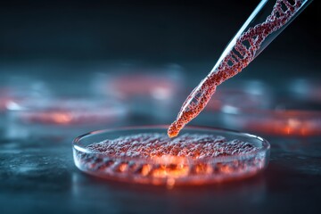 Droplet in petri dish for science research lab work