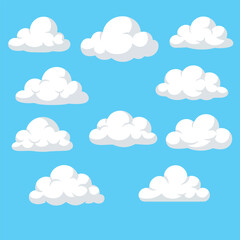 Cartoon Clouds Collection Vector Illustration