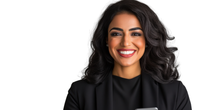 Engaging smiles a confident woman urban setting portrait studio background close-up view empowerment theme