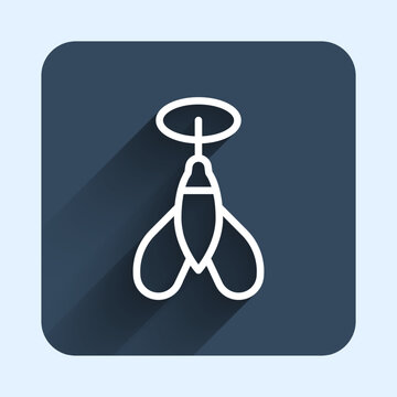 recommend clip art: White line Dart arrow icon isolated with long shadow background. Blue square button. Vector