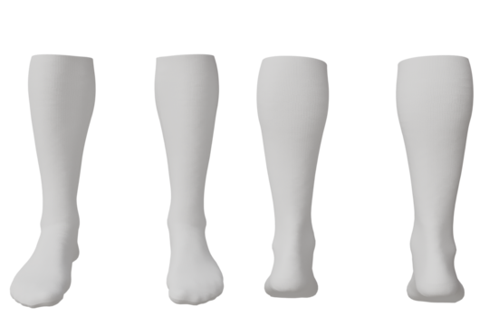 Four grayscale illustrations of legs, showcasing different leg shapes and sizes.  Each leg is depicted from the knee down, providing a clear view of the calf and foot