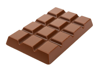 Milk chocolate bar isolated on transparent background