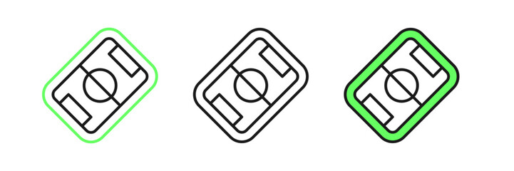 Set line Football or soccer field icon isolated on white background. Vector