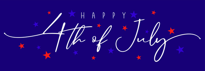 Happy 4th of July, Independence day lettering design. Fourth of July typography banner template for holiday of the United States of America. Vector illustration
