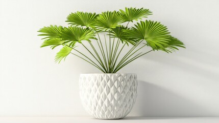 White potted palm plant
