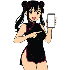 Girl Showcasing a Blank Screen Generative AI