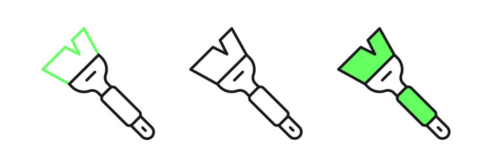 Set line Beekeeping brush icon isolated on white background. Tool of the beekeeper. Vector