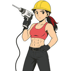Female Architect Working with a Drill Generative AI