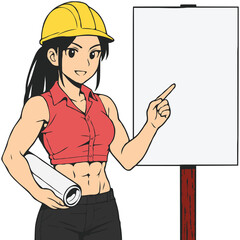 Female Architect Pointing at a Whiteboard Generative AI