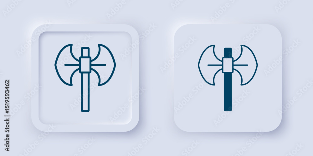 Aufkleber filled and outline medieval poleaxe icon isolated on grey background. square button. vector