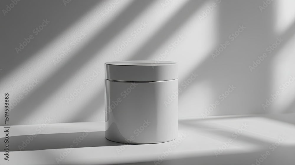 Aufkleber minimalist white container with light shadows on a simple surface