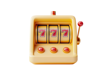 Lucky Seven Jackpot Slot Machine 3D Render Yellow Casino Game
