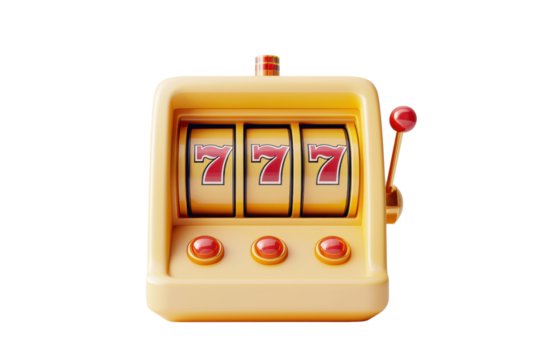 Lucky Seven Jackpot Slot Machine 3D Render Yellow Casino Game