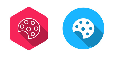 Filled and outline Palette icon isolated with long shadow background. Vector