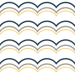 Seamless geometric pattern with colored waves on white background