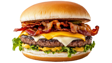 Sizzling burger creation fast-food joint food photography indoor setting close-up view culinary delight