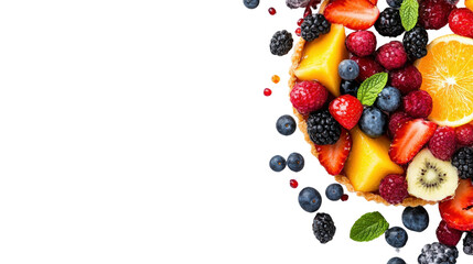 Fresh fruit tart artistry gourmet kitchen food photography bright colors overhead view culinary delight