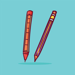 Pencil Cartoon Vector Flat Illustration Concept Isolated