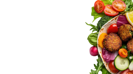 Vibrant falafel wrap preparation kitchen setting food photography fresh ingredients close-up view healthy eating concept