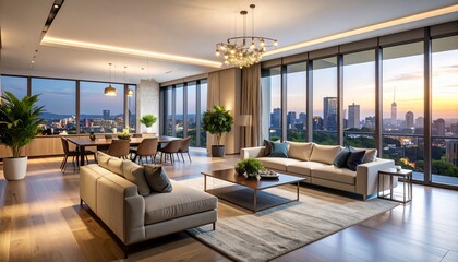 Luxury Penthouse Apartment with Stunning City Views at Sunset