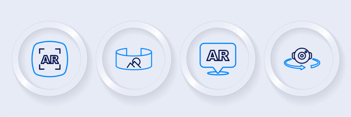 Set line 360 degree view, Augmented reality AR, and icon. Vector