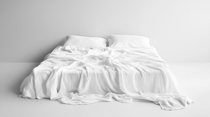 Cozy Minimalist Bedroom with White Bed and Soft Blankets