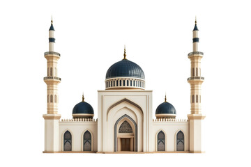 Fototapeta premium Majestic Mosque Architecture - A Stunning 3D Render of Islamic Design Elements, Domes, and Minarets
