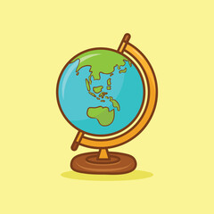 Globe Cartoon Vector Flat Illustration Concept Isolated